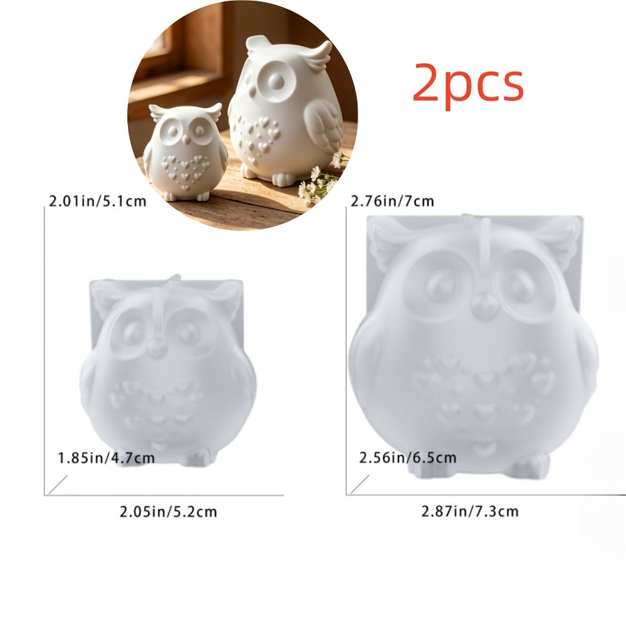 TEMU Clay Mold, 2pcs Size 3d Embossed Heart-shaped Pattern Owl Silicone Molds. Rustic Epoxy Owl Decoration. Suitable For Casting Concrete, Clay, And