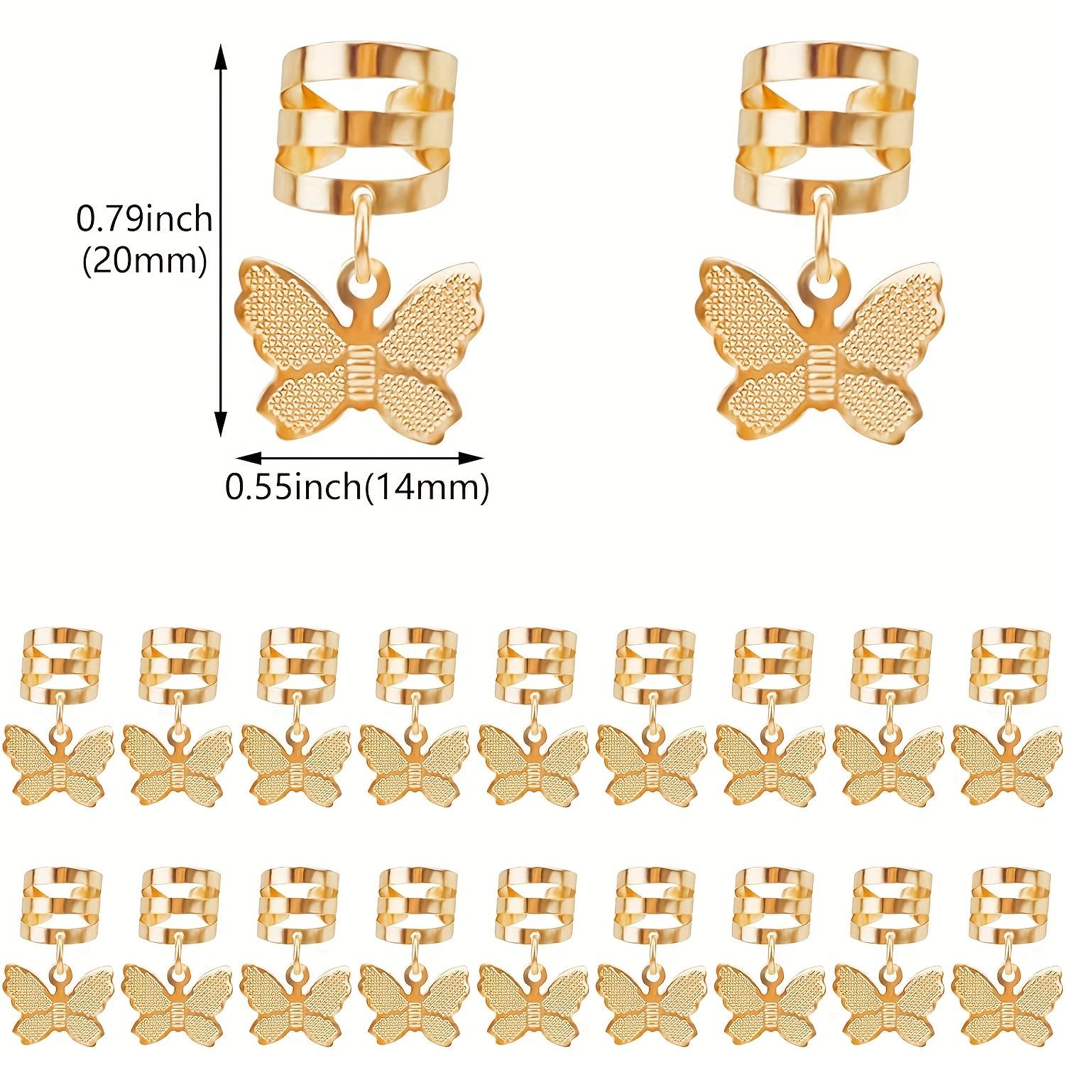 TEMU 40pcs Braid Hair Clips, Adjustable Metal Butterflies Decoration Rings Clips, Hair Charms Styling Accessories For Women