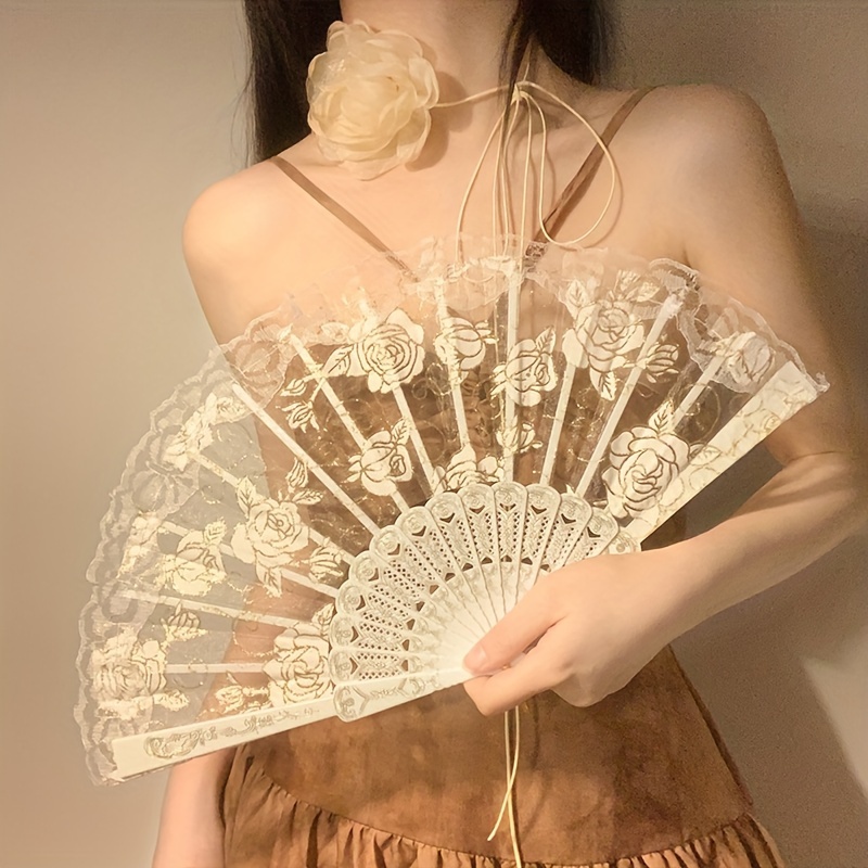 

Vintage-inspired Lace Folding Fan For Women - Dance, Photoshoots & Christmas Themes