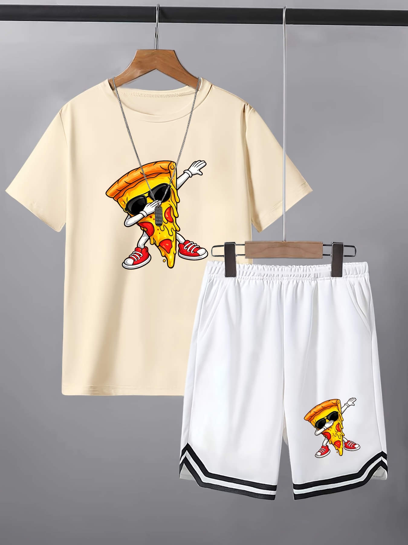 item picture youth boys new     summer short sleeve fashion set outdoor sports spring summer t shirt top with webbing shorts 2pcs set suitable for outdoor wear   outdoor for teenager
