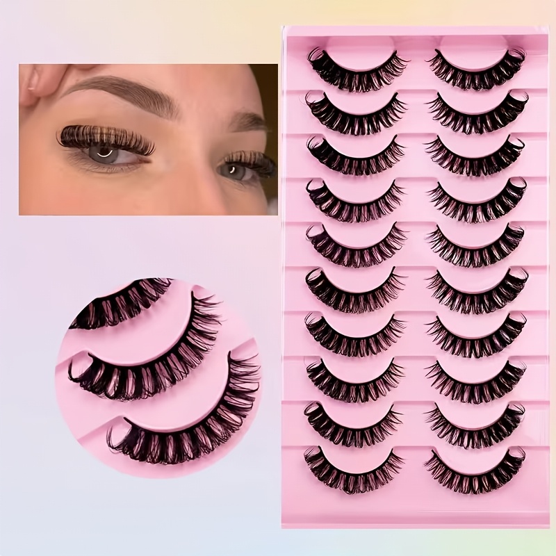 Dd Volume False Eyelashes, Soft And Fluffy Artificial Mink Fur Eyelashes, 10 Pairs, With Volume Effect