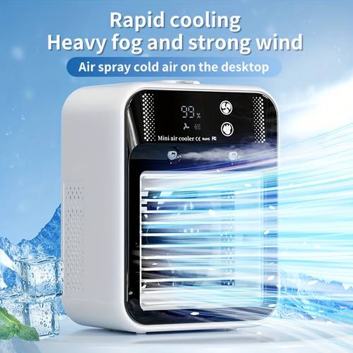 the 2025 new model of cooled fan for cooling cooling portable desktop spray humidifying fan small charged or used with usb charging 2 battery capacity 3000mah