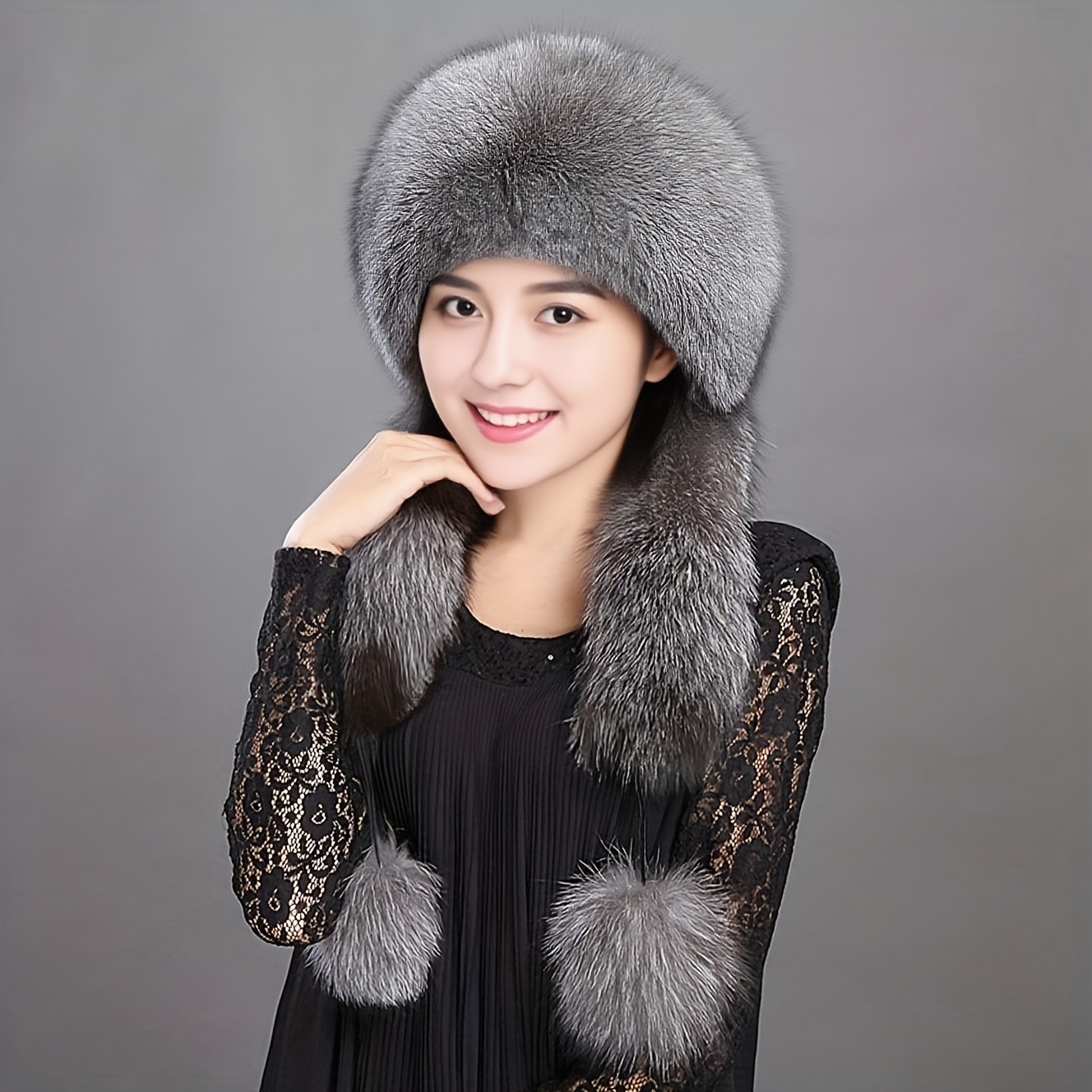 TEMU New Style Fox Women's Trapper Hat - Winter Retro Earmuffs Hat With Foldable Earflaps - Soft Lining, Warm Winter Hat Suitable For Cold Weather,