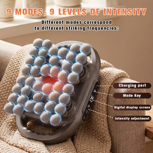 12 42 head multifunctional massager body electric massager hot compress muscles suitable for neck shoulder back and leg 9 mode adjustment massager gun suitable for home fitness outdoor sports office gift for mom grandma