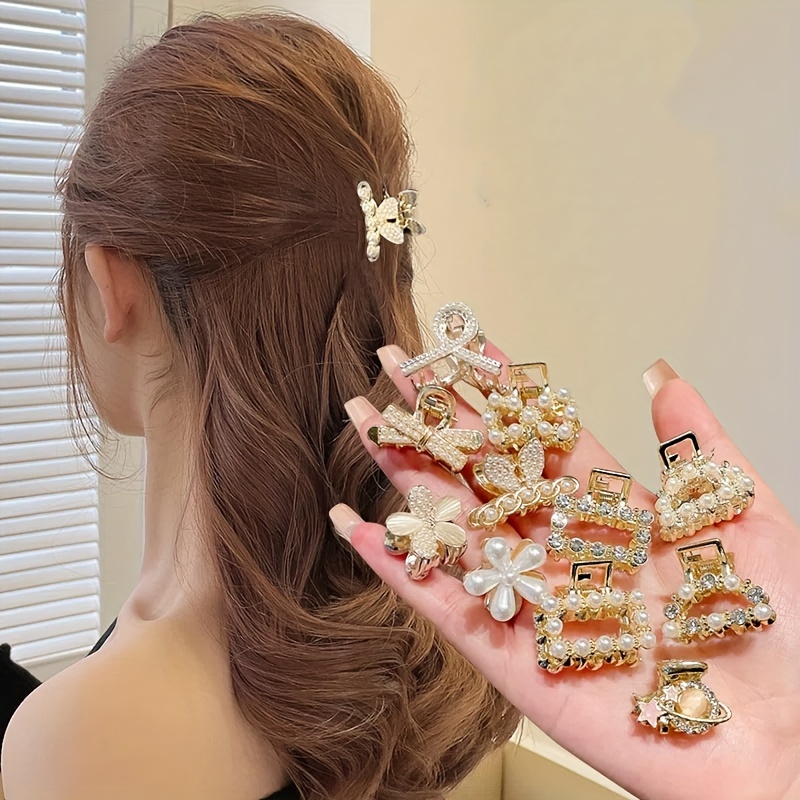 

5pcs Elegant Faux Pearl Decorative Hair Grab Clips Vintage Small Clips Broken Hair Finishing Clips For Women And Daily Use