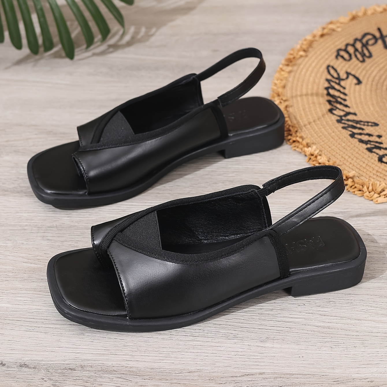 Women'S Stylish Black Slide Sandals - Slip-On, Open Toe, Flat Heel with Arch Support, Comfortable Rubber Sole for All-Day Wear, Casual Footwear | Minimalist Design | Synthetic Cover Sandals, Ladies Sandal