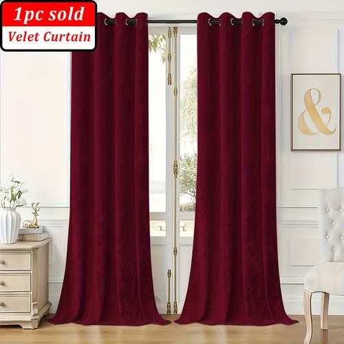 1pc 2pcs burgundy velvet curtains grommet top washable fade resistant thick thermal insulated blackout privacy protection european style and window decoration suitable for living room bedroom dining room office