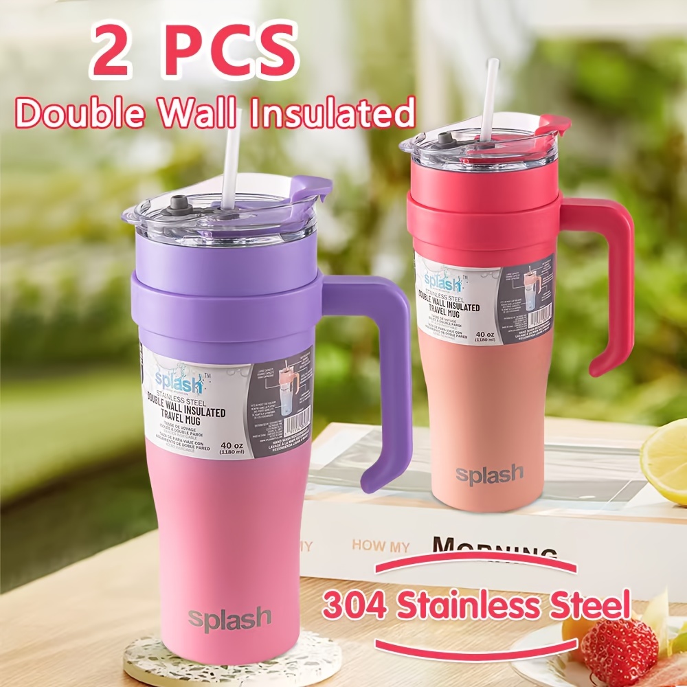 

2pcs 40oz And , Insulated Mug, Iced Mug, Reusable Steel Insulated