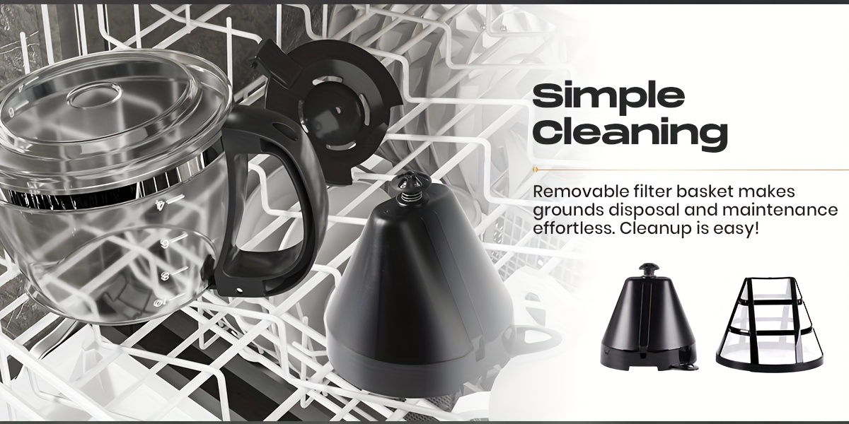 SUPERLEX Filter Coffee Machine 1.5L 12 Cups with 900W 6 Functions Strength, Timer, LCD Display, Dishwasher-Safe Glass Carafe Compact Black