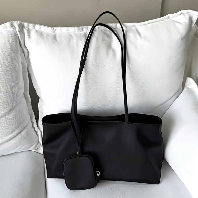 TEMU 2026 New Casual All-match Commuter Lightweight Large Capacity Underarm Shoulder Handheld Nylon Baguette Tote Bag