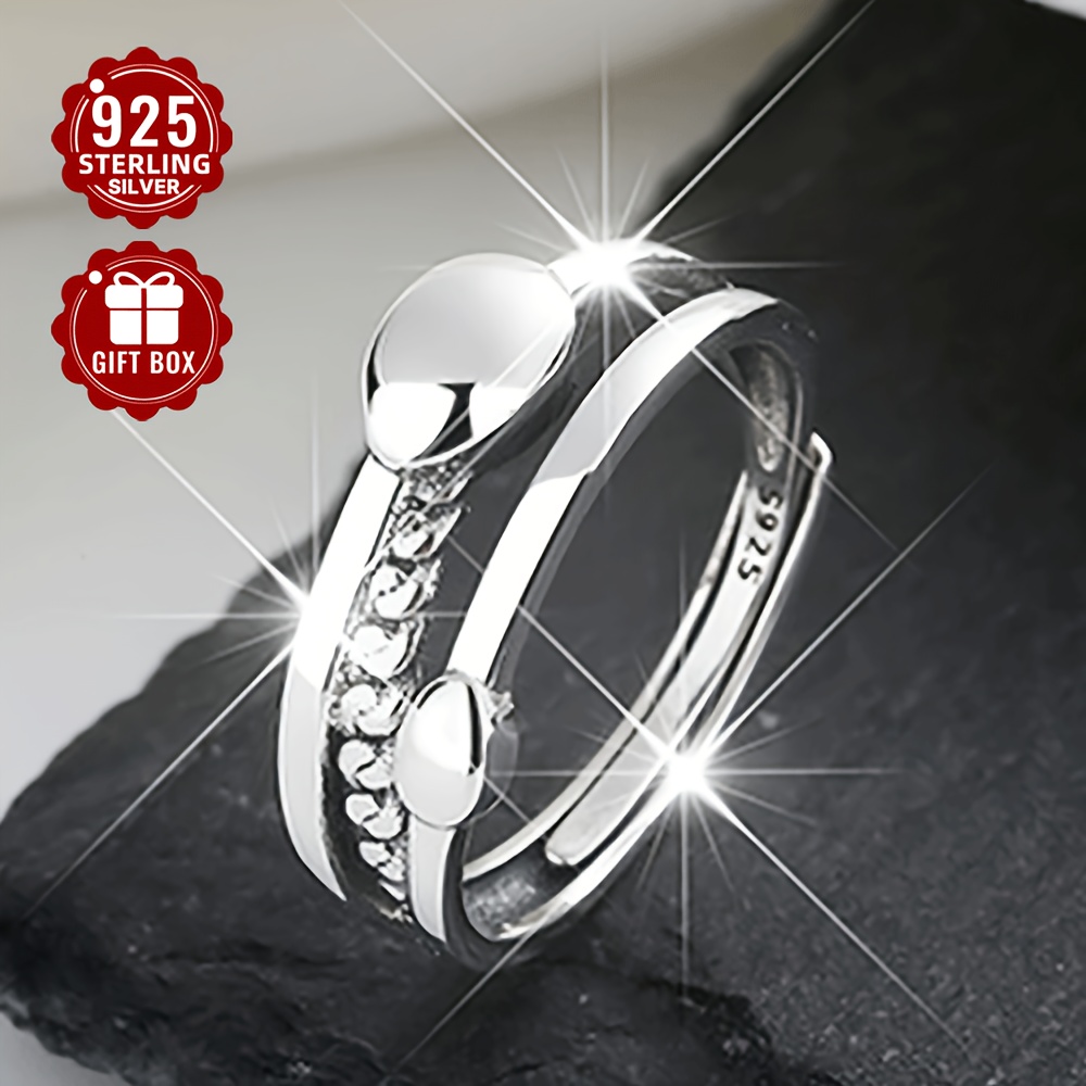 

BAGUE GÉOMÉTRIQUE OUVERTE EN ARGENT STERLING 925 POUR FEMMES - PARFAITE POUR UN PORT ET POUR OFFRIR EN CADEAU