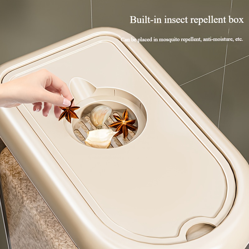 large capacity sealed rice dispenser kitchen food storage container with   lid reusable plastic for     and   durable plastic container for kitchen storage modern kitchen accessory durable plastic container rice dispenser dry food dispenser for kitchen storage pet food storage containe Product details 4