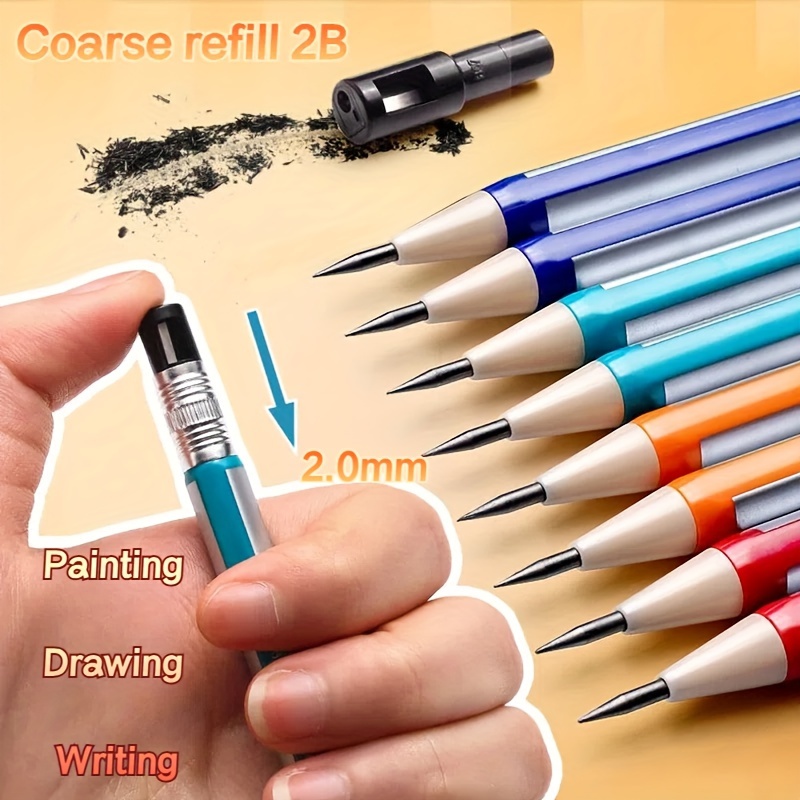 

2.0mm Painting Drawing Writing Mechanical Pen With Pencil Sharpener In The Pen Cap 2.0mm Replaceable Refill Press Pen School Stationery Office Supplies High Quality