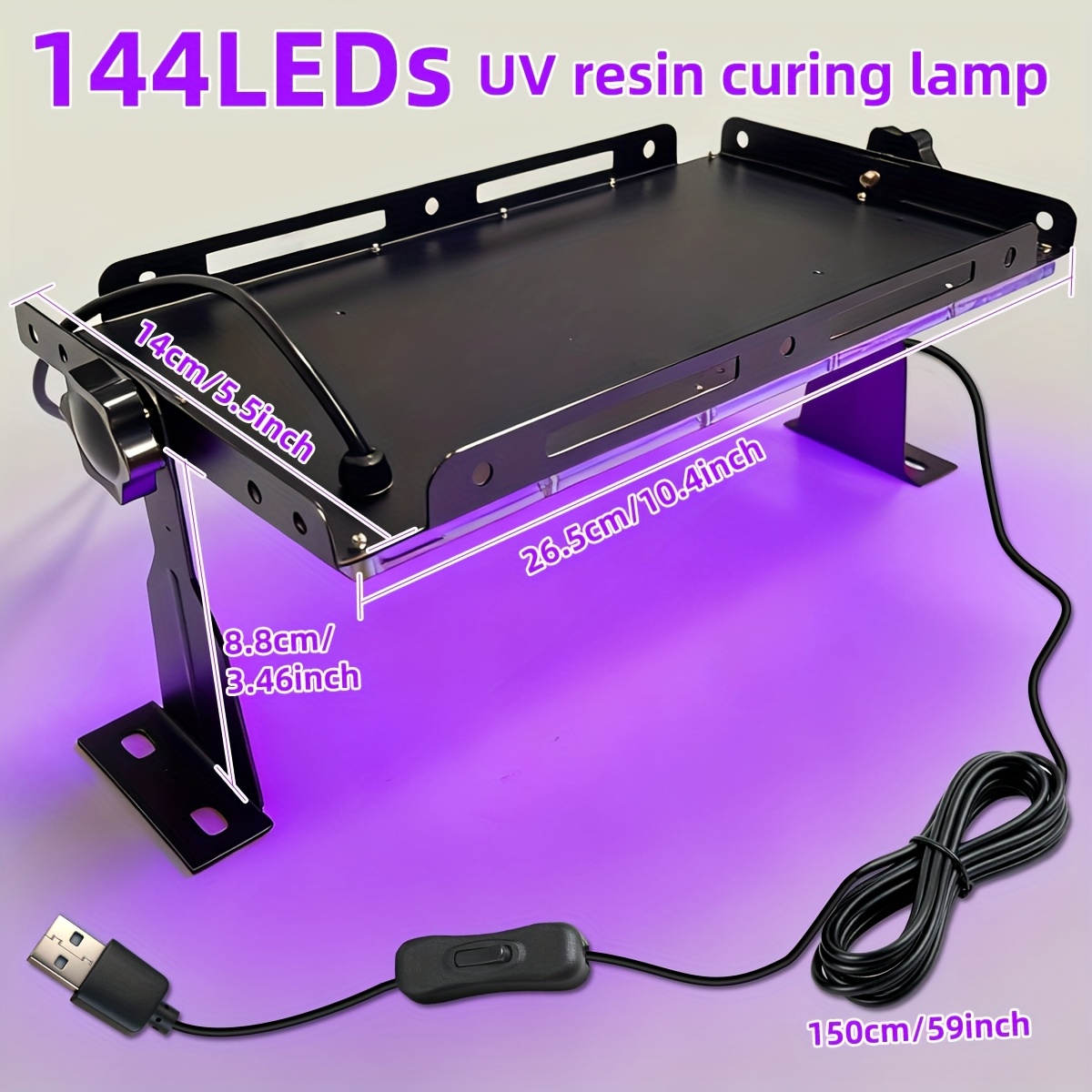 TEMU Jewelry Making Tools, High-angle Resin Curing Lamp, Large Area, Fast Curing, With 96/144 High-quality Lamp Beads, Suitable For Sizes/ Of Resin