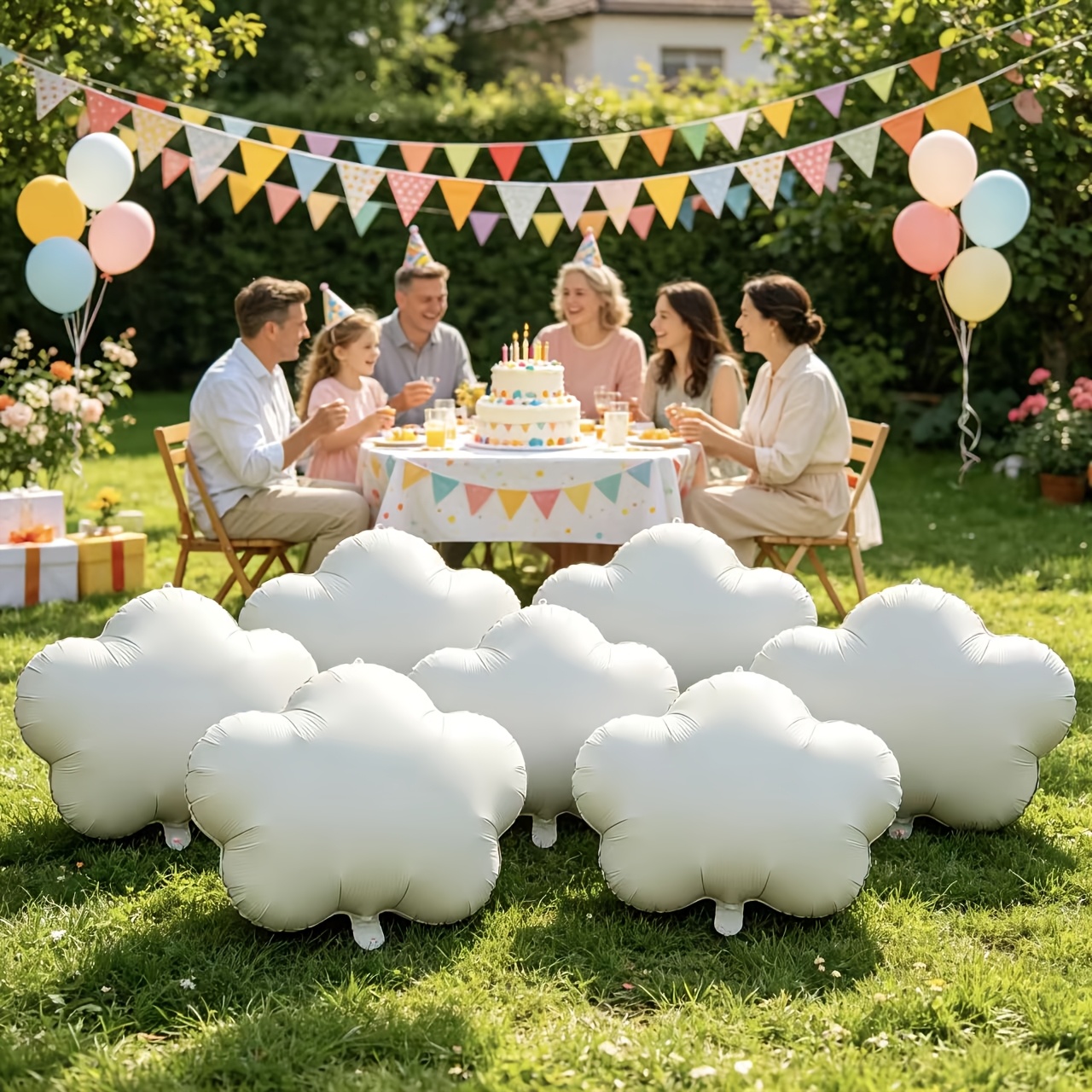 Image of 7pcs, Aluminum Foil Balloons, 19 Inches, Single Color Clouds, Beautiful Decorations, Festival Event Decorations, Outdoor Display For Christmas, Halloween