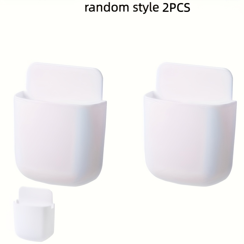 Random Style Wall-mounted Remote Control Phone Holder - Living Room Or Bedroom Convenient Organizing Box (2pcs Set), Home Storage Basket, Box, And Container, Utility Hooks