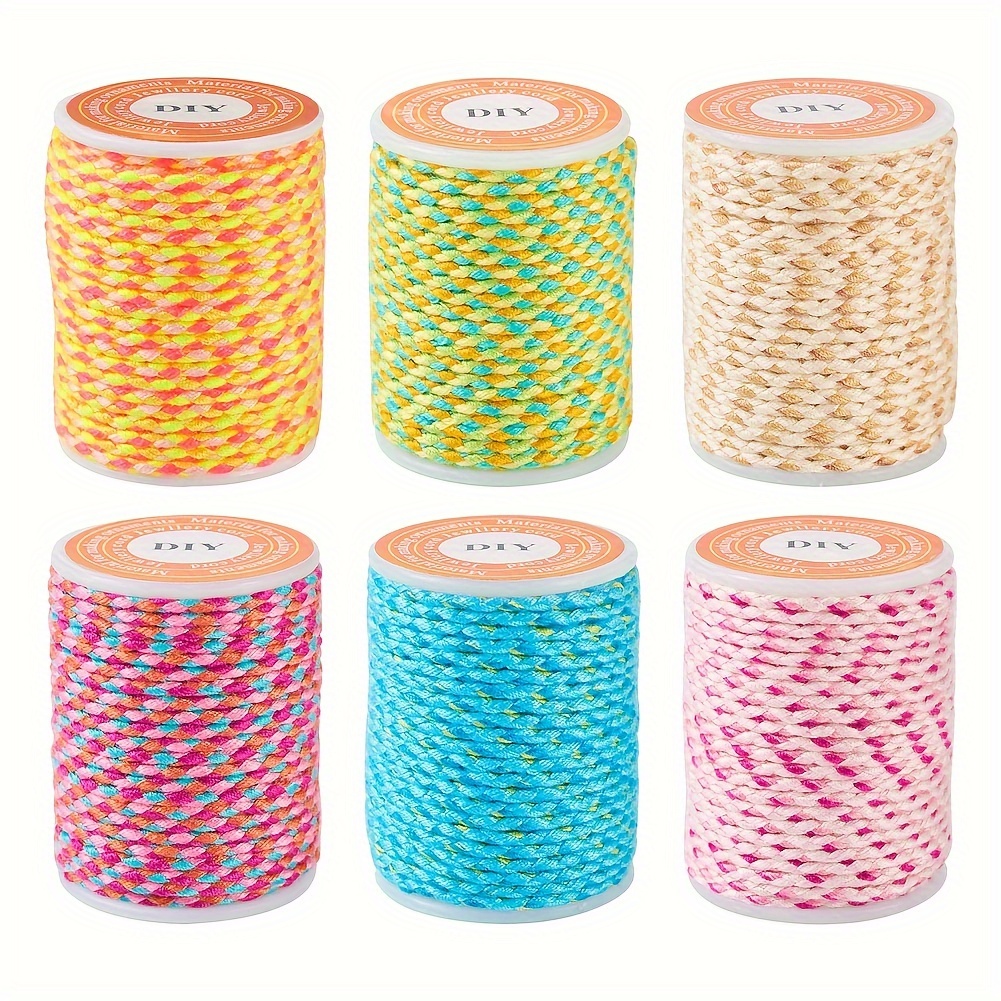 Image of 6 Rolls Of Hand-woven Polyester Thread For Hanging Plants On Walls Diy Craft Braiding 1.5mm . 4.3 Yards (4 Meters) Per Roll 1 Color