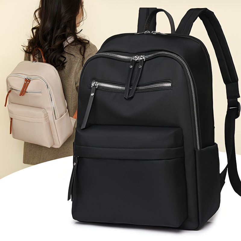 

Large-capacity Nylon Backpack In Black, Gray, And - With Adjustable Straps, Front Zip Pocket, And For School & Travel, Convertible To Shoulder Or Satchel Bag, Travel Backpack