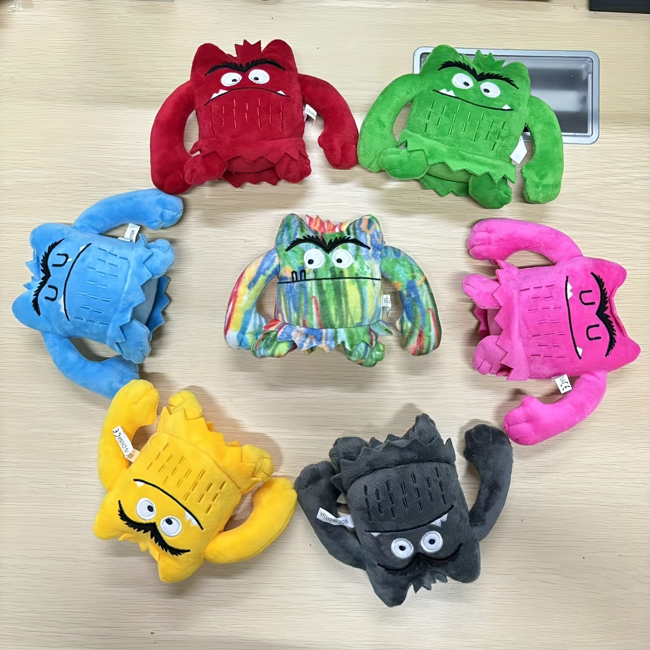 TEMU Creative Colorful Emotion Monster Throw Pillow Dolls Stuffed Toys Soft Cute Stuffed Dolls Cushion Birthday Gifts