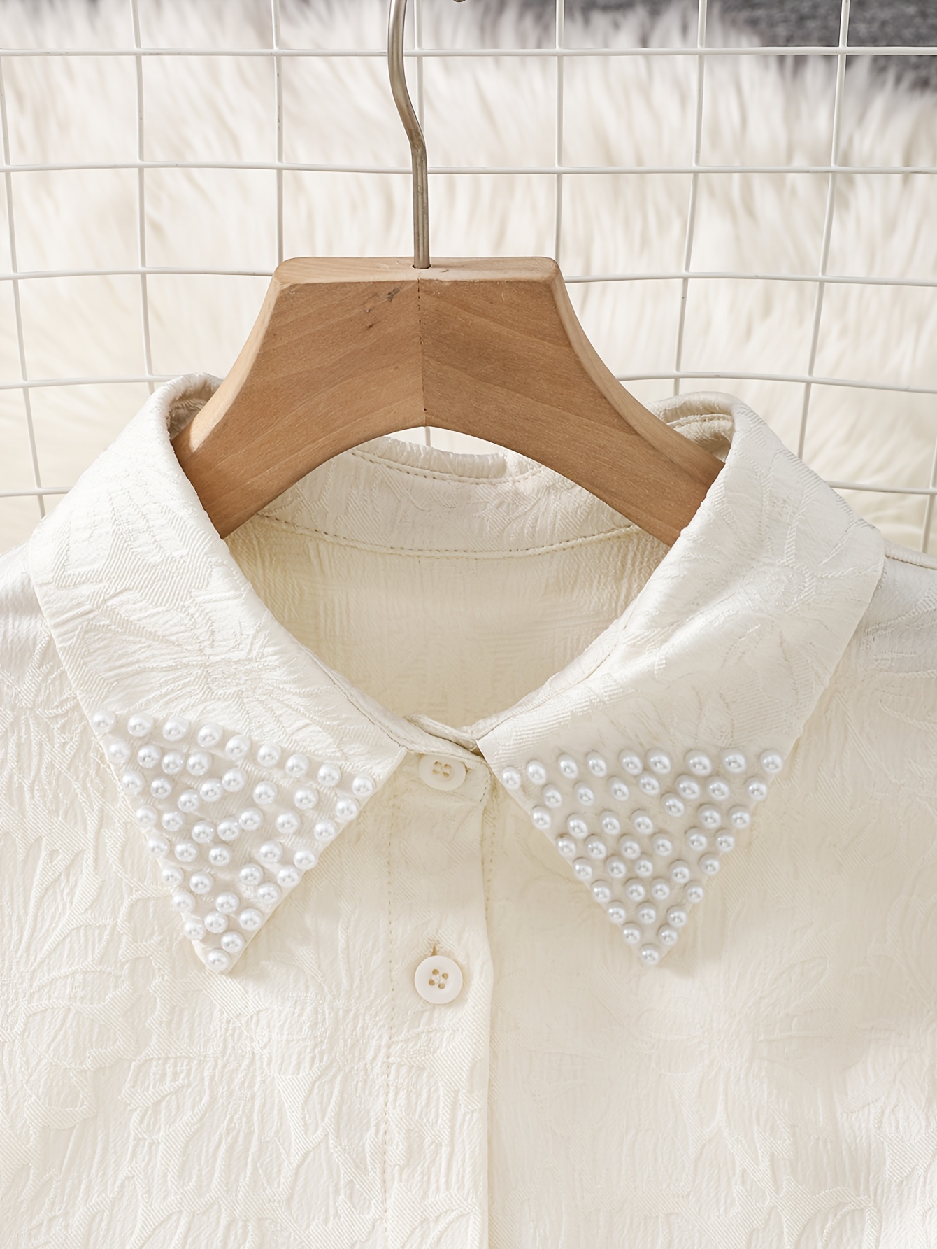 blusa elegante larga bordado perlas mujer estilo Temu Ecuador