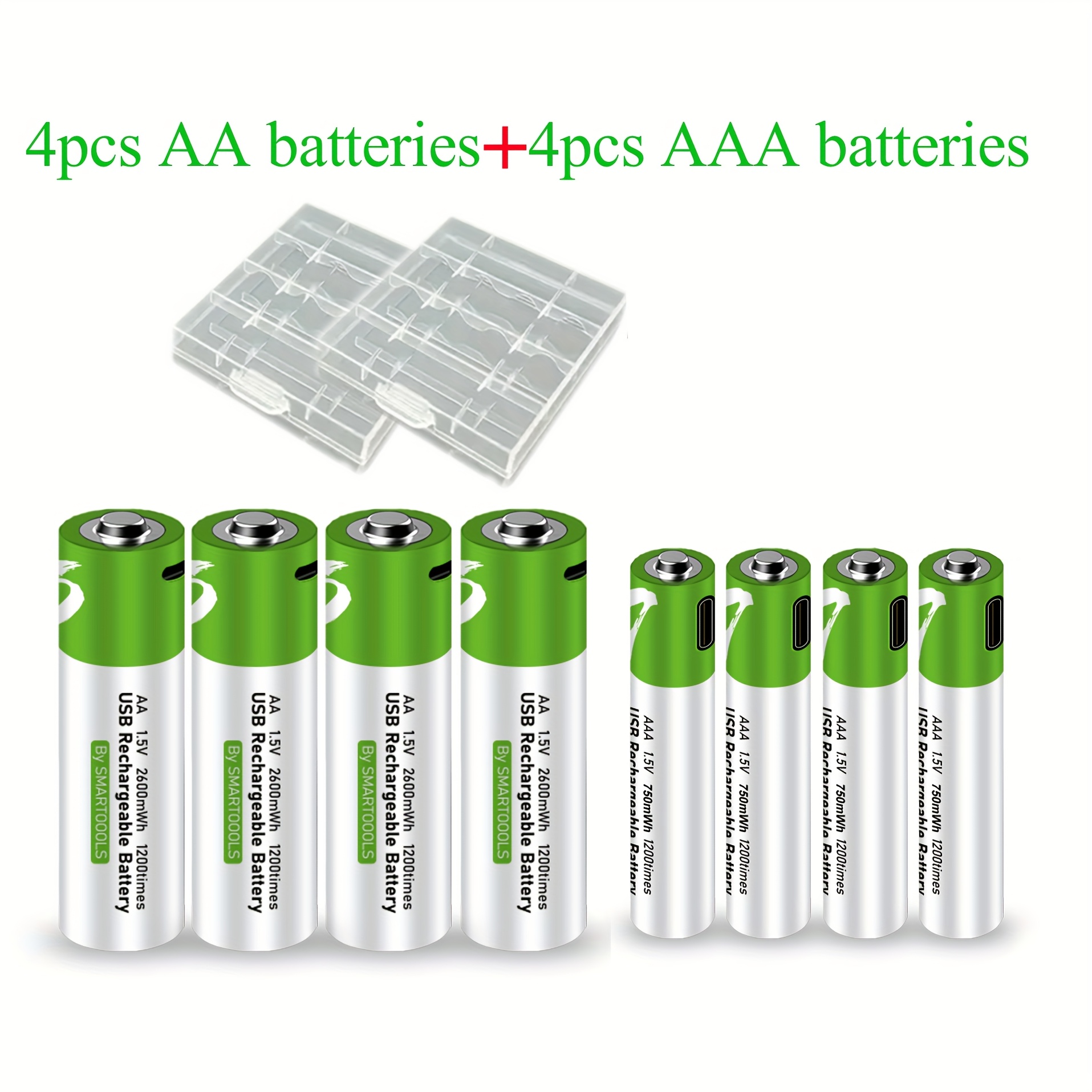 4 kosov AA + 4 kosov AAA baterijski , ultra-trajne polnilne litijeve baterije AA+AAA, visoka zmogljivost 1.5V 1733mAh 2600mWh + 500mAh 750mWh,