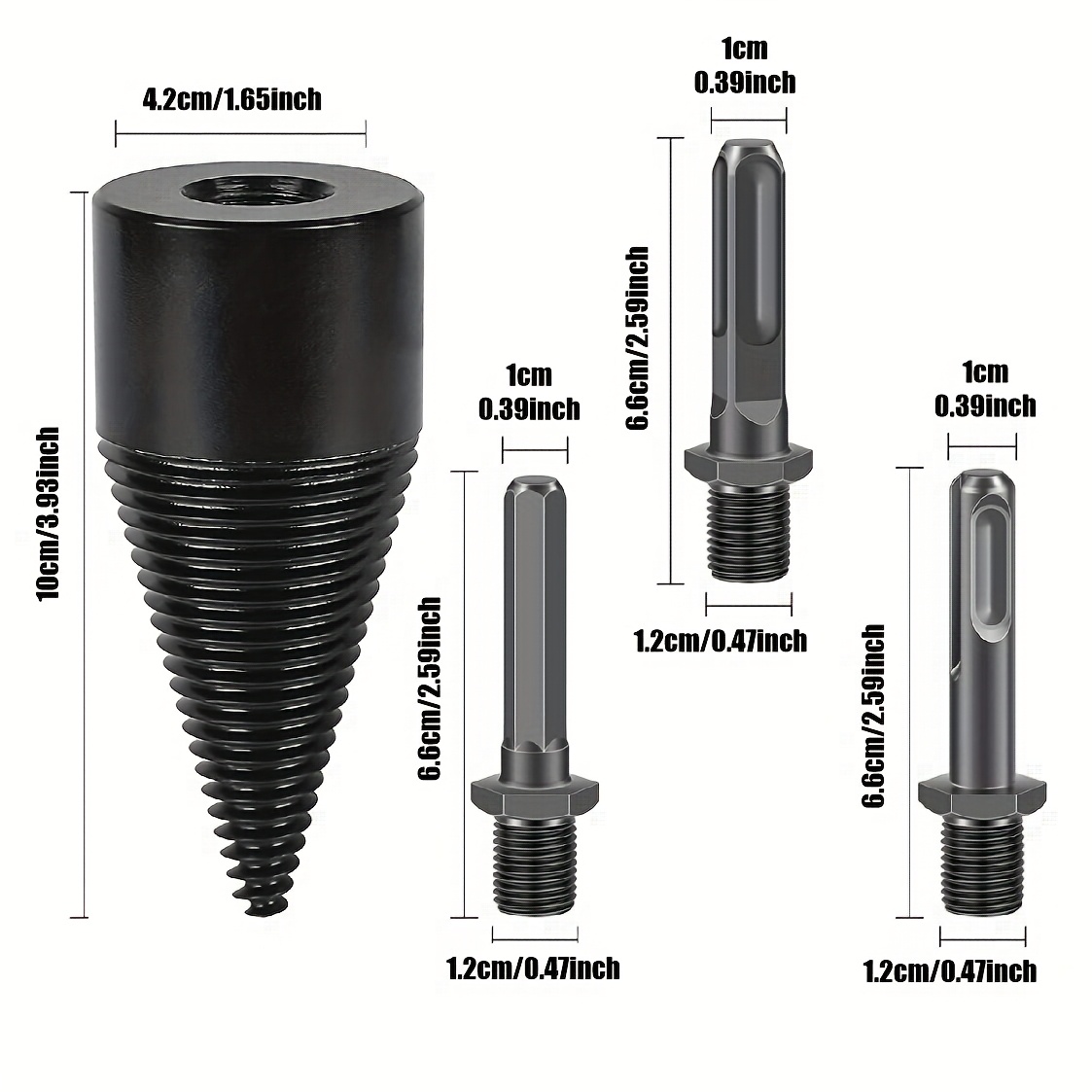 TEMU Power Tools Electric Drill Tools Accessories, Firewood Splitter Drill Bit Set. Steel Drill Bit Set Woodworking Drill Tools