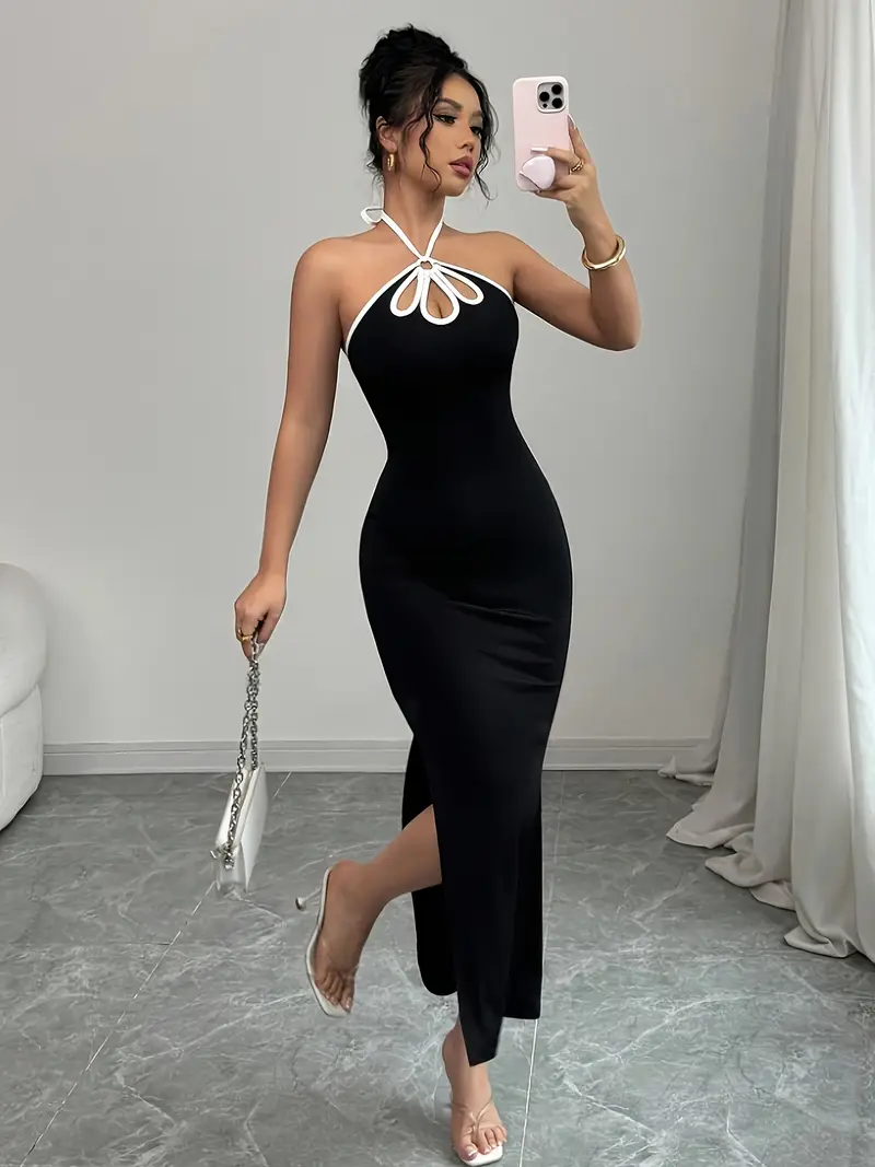 french lace color block cut backless slit - Temu french lace color block cut backless slit - Temu