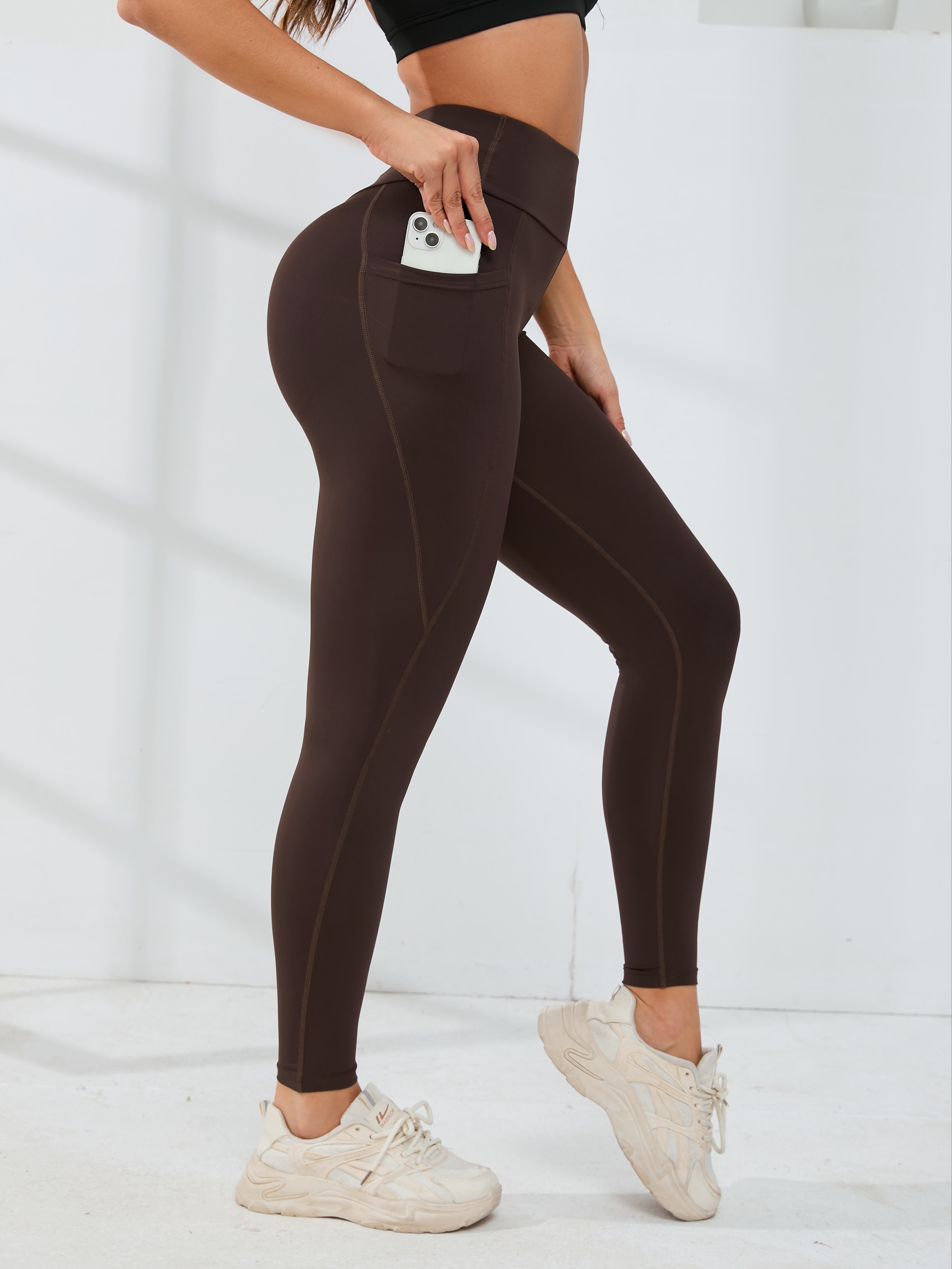 TIANEK Fashion Butterfly Print Yoga Plus Size Casual High Waist Sport Brown  Pants Women Reduced Price