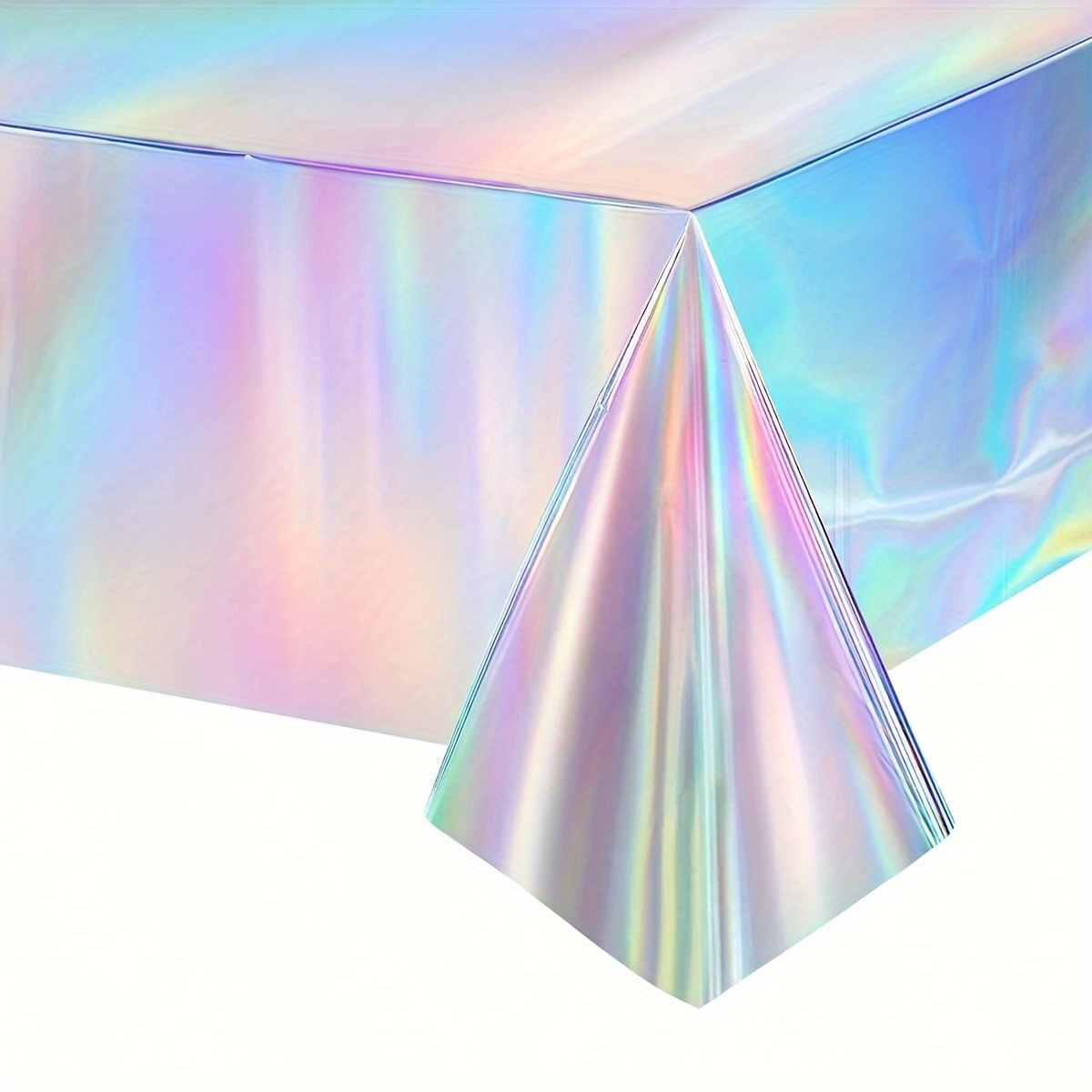 

1 Pack, Holographic Tablecloth Laser Iridescence Plastic Tablecloths Table Covers Rectangle Holographic Foil Table Cover Party Decoration Birthday Bridal Wedding Disco Party 54" X 72