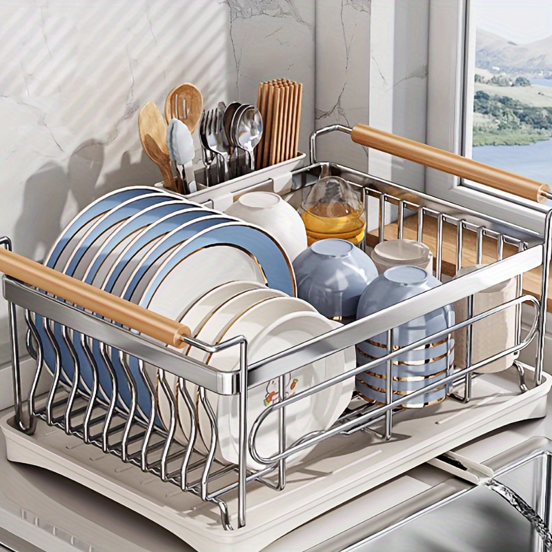 Offers Dish Drying Rack Plate Cutlery Holder Organizer Shelf Kitchen Countertop