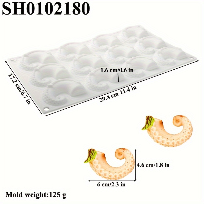 Image of 12- Squid Tentacle Design Food-grade Silicone Cake Mold Sugar Decor Tool Dessert Plate Kitchen Baking Supplies