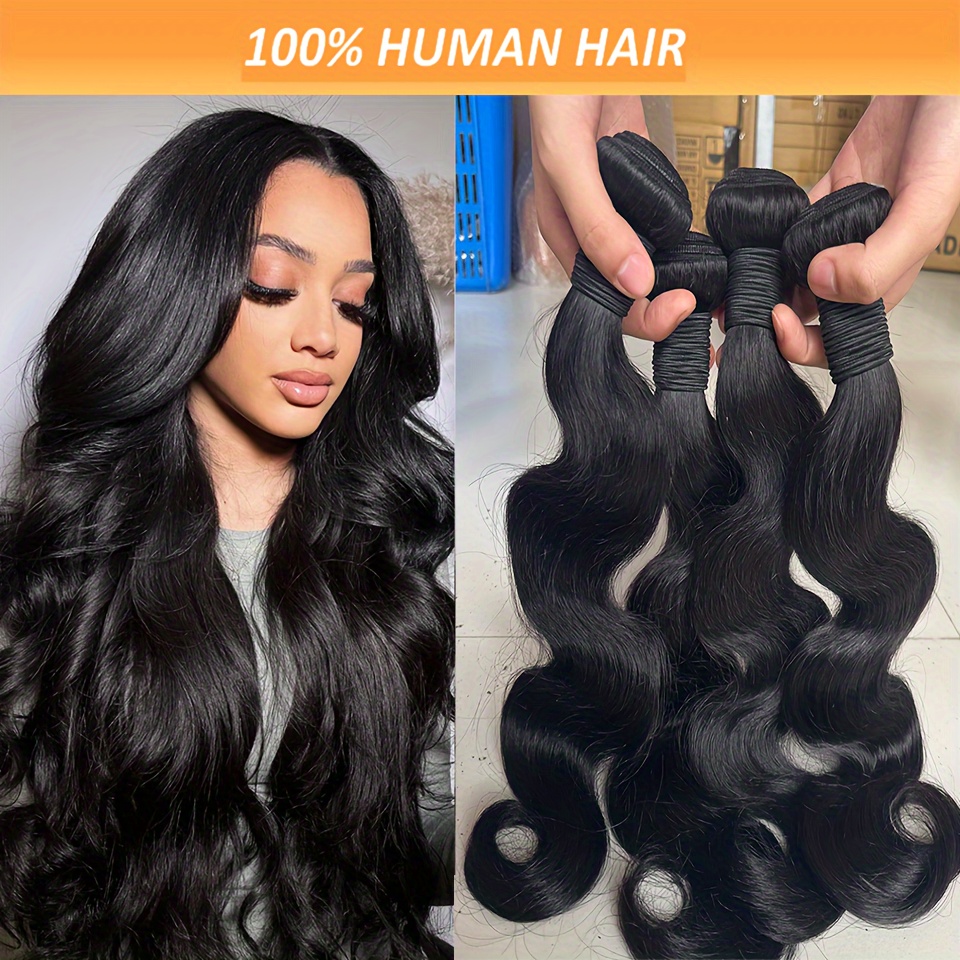 4 Bundles Brazilian Body Bundles Thick Human Hair Temu