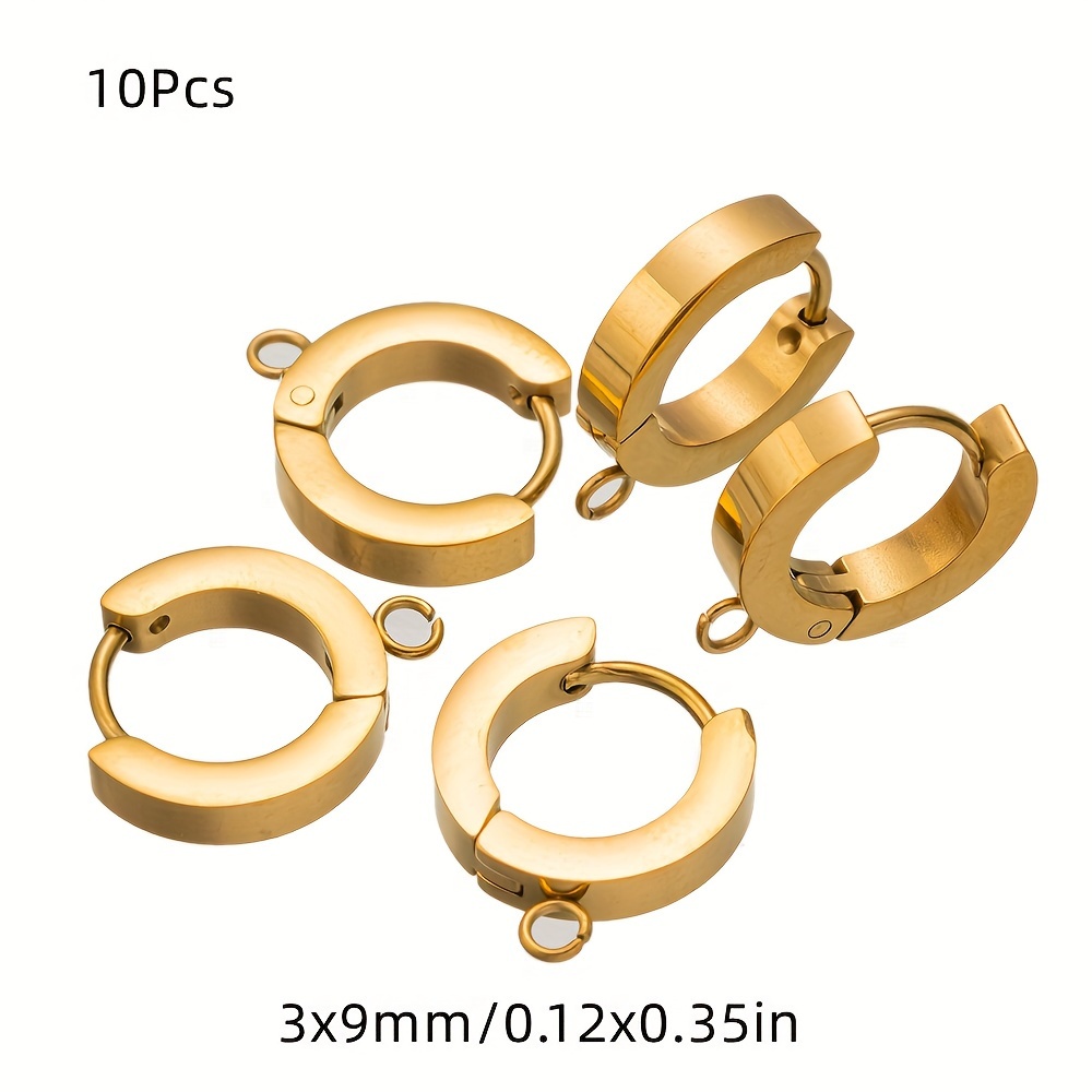 TEMU 10pcs de boucles d'oreilles circulaires en acier inoxydable, crochets de boucles d'oreilles rétro légers haut de gamme et , composants de perles
