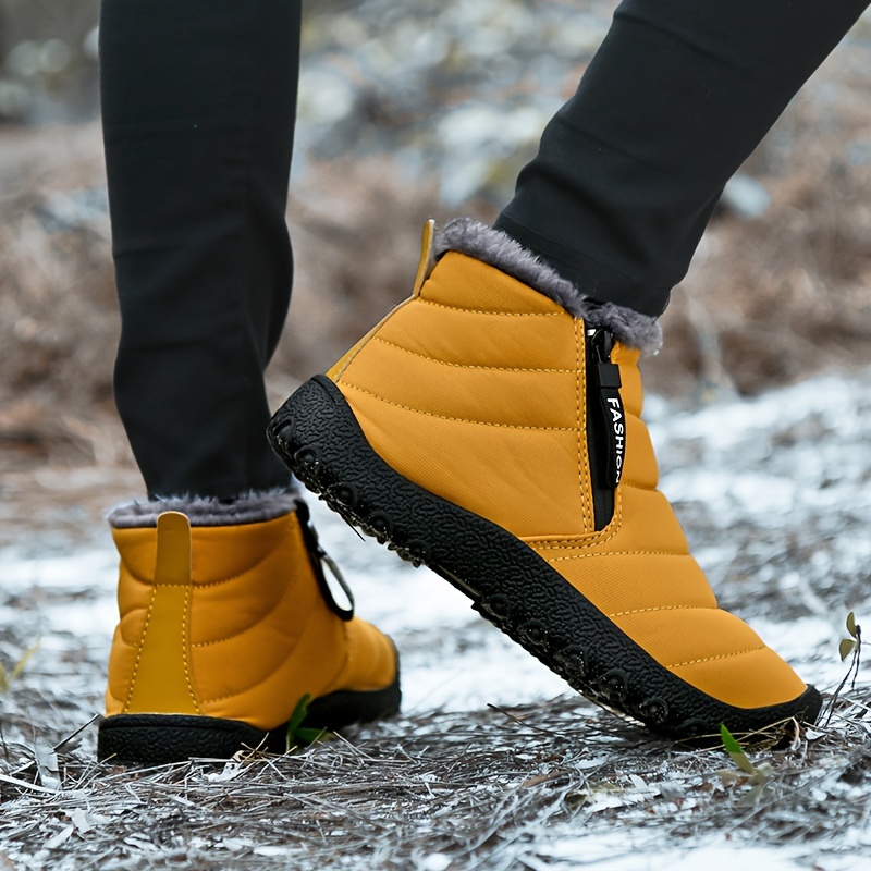 winter snow boots for men and women high lined warm waterproof outdoor hiking shoes with zip closure rubber sole men s shoes temu Temu