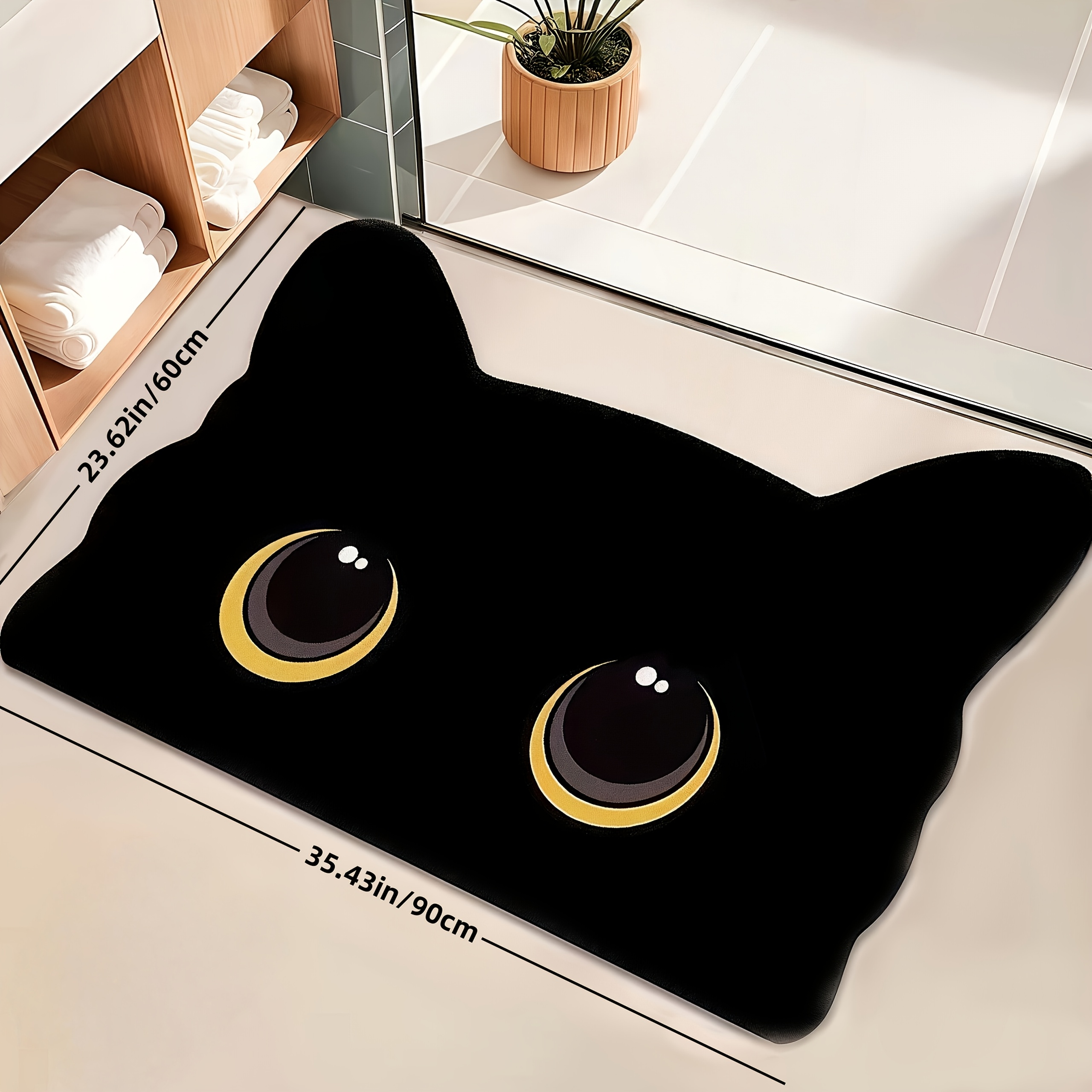 TEMU 1pc Cute Cat Quick-dry Bathroom Rug Bath Mat Anti-slip Pad - Water Absorbent, Thick, Strong Adsorption, Non-slip Rubber Mud Bottom Carpet Mat -