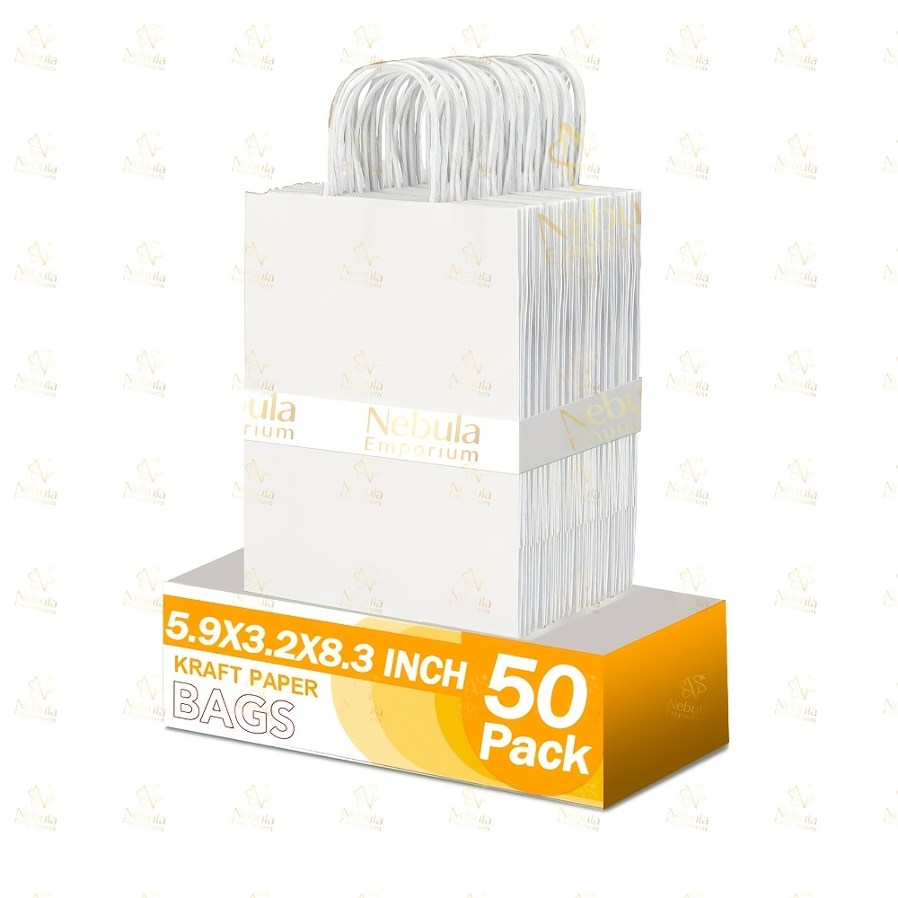 E-shop Geschenk für Sie/Ihn 50 Stück, 5.9X3.2X8.3 Zoll Geschenktüten für Unternehmen, Wiederverwendbare Geschenkpapptüten mit Griffen, Kleine