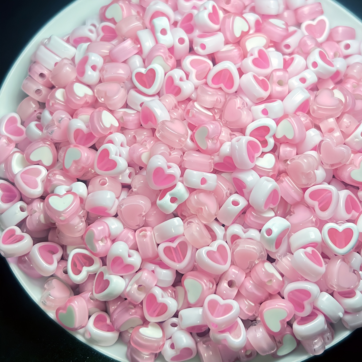 

100pcs 8mm Heart-shaped Acrylic Beads For Making, Couple Bracelets And Necklaces, Valentine's Day Craft Supplies, Small Business Supplies, Handicrafts