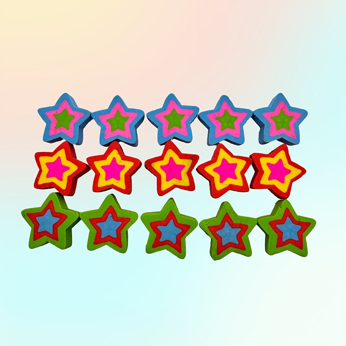 Image of 15pcs Star Erasers Cute Pencil Erasers Star Shaped Erasers Writing Erasers For Party Favors Classroom Rewards