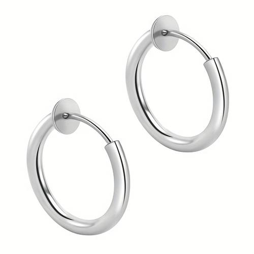 2pcs non piercing 304 304 stainless steel ear clip mens earrings earrings circle earrings daily wear additions without battery