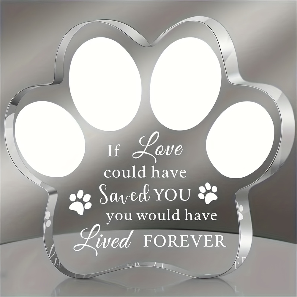 

1pc Acrylic Pet Memorial Remembrance Ornament - Crystal Paw Shape Sympathy Gift For Loss Of Dog Or Cat, Indoor Decorative Keepsake For Multiple Room Types