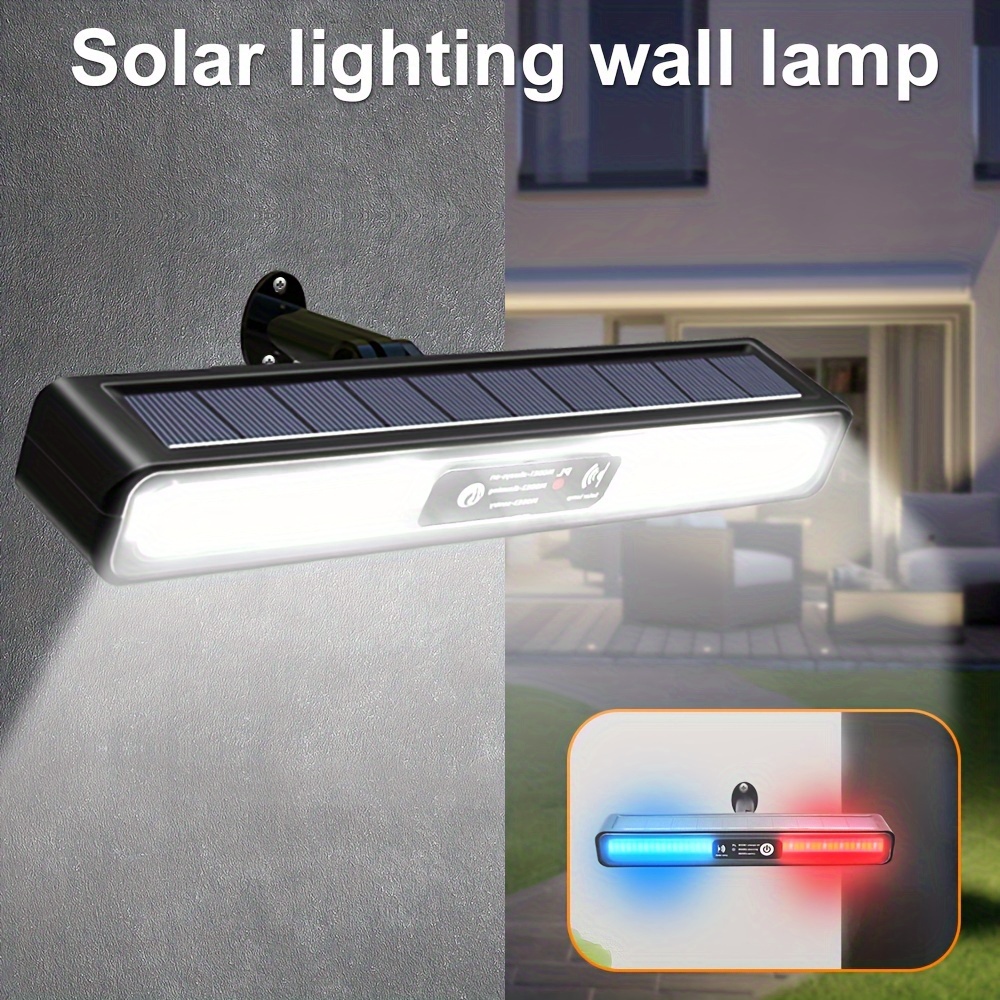 

1pc Solar Outdoor Light, 36led Wall Light, With Battery, 1200mah, 3 Lighting , White And Red And , Warning And Lighting, Wiring Free, Night Light, Garden, , Wall, Street Light