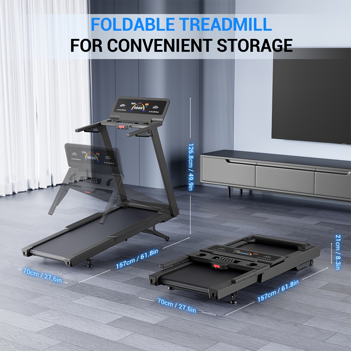 treadmill with 15 auto incline 500 lb capacity 4 5   folding electric treadmill up to   mph speed 15 level adjustable brushless motor quiet running holder for cup phone Product details 2