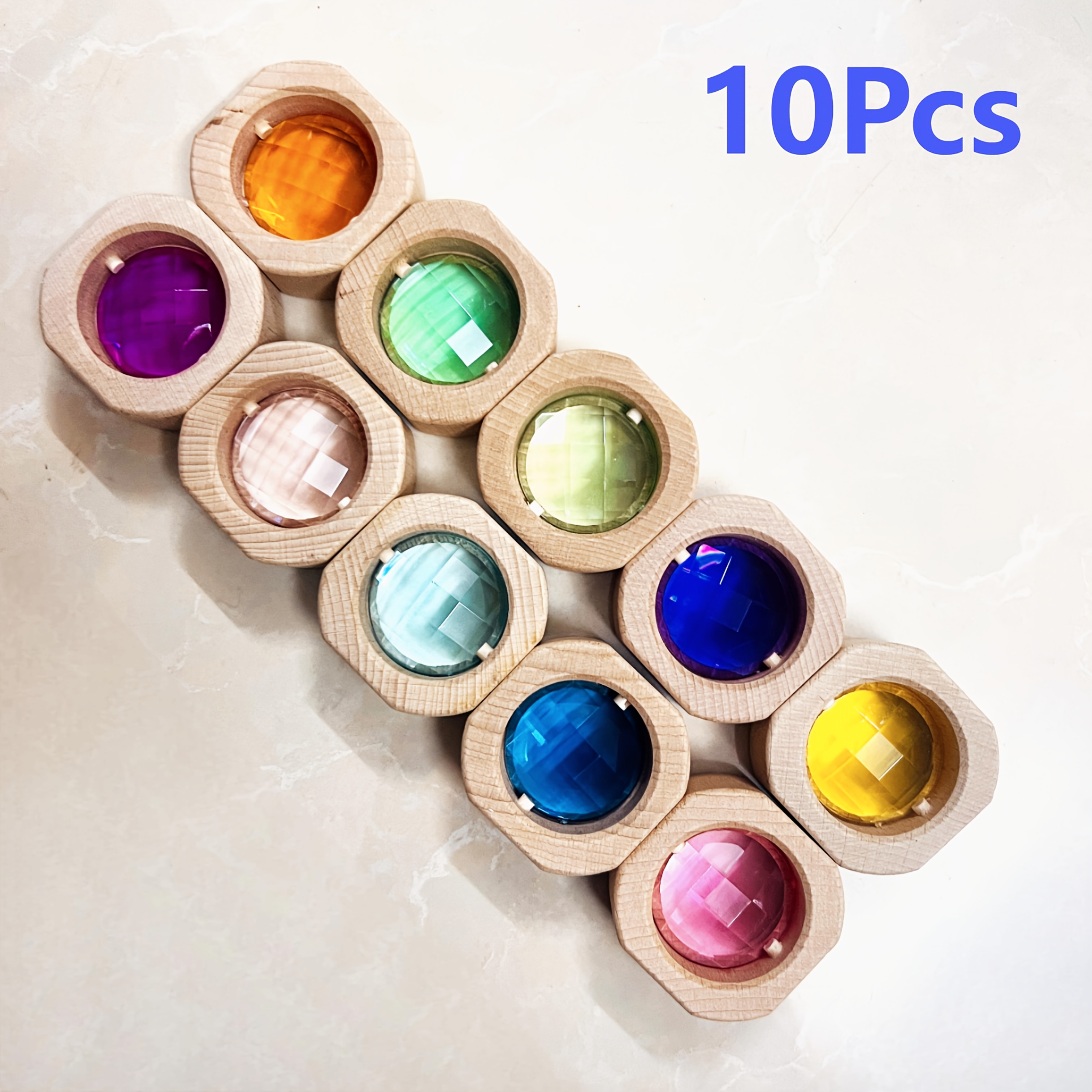 10/20pcs Acrylic Transparent Gem Building Blocks Puzzle Wooden Large Particle Building Blocks