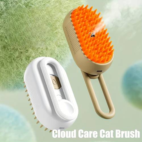 cepillo de vapor recargable para gatos y peine autolimpiante - para gatos, de pulverización autolimpiante con cerdas y tecnología de vapor para eliminar pelo enredado, y