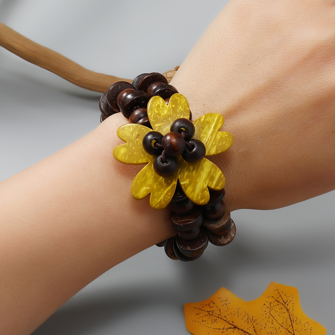 TEMU 【新商品】エスニック風 ピュア ハンドメイド 木製 ココナッツシェル ブレスレット おしゃれで万能