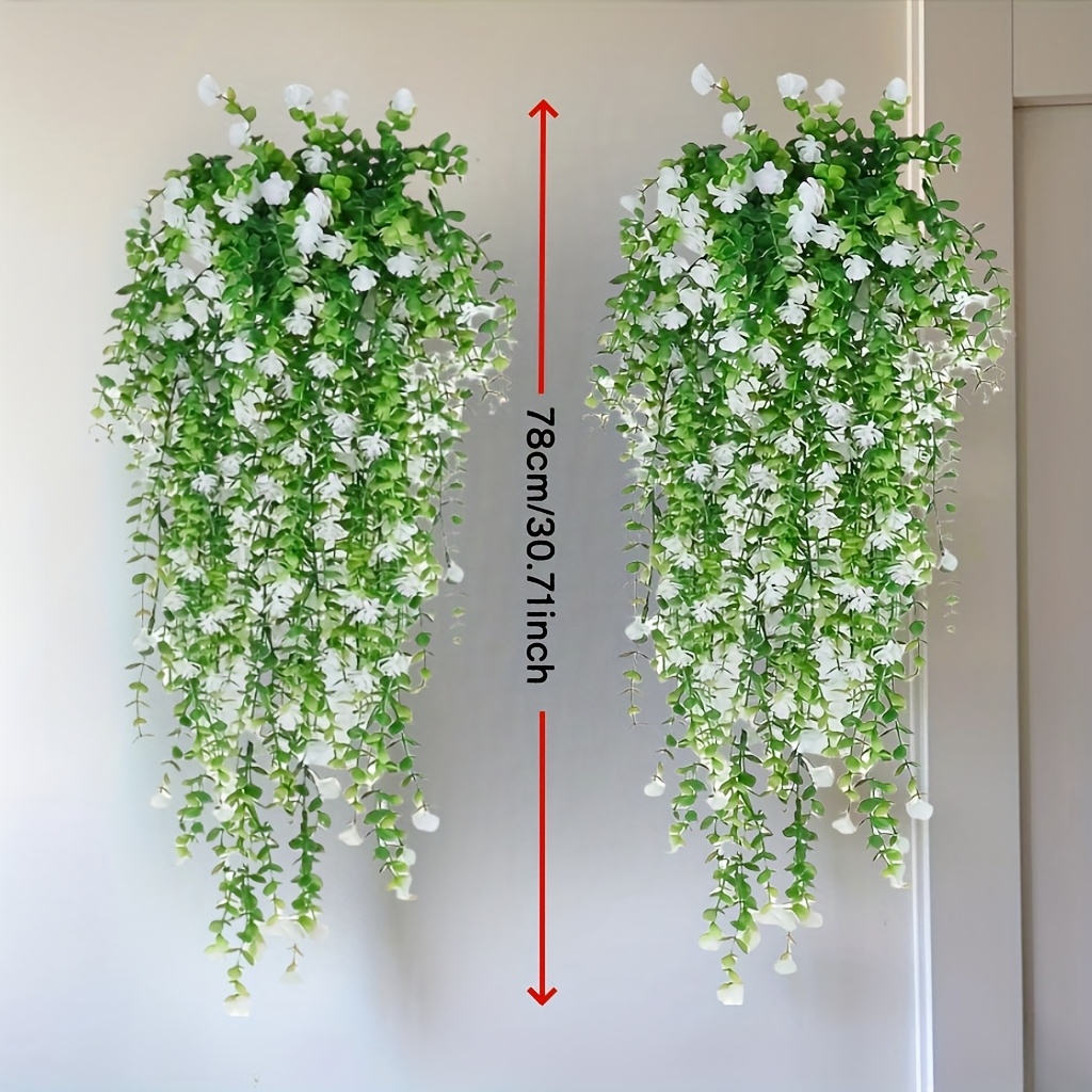 2pcs artificial ivy hanging plants white flowers uv - Temu United Arab  Emirates