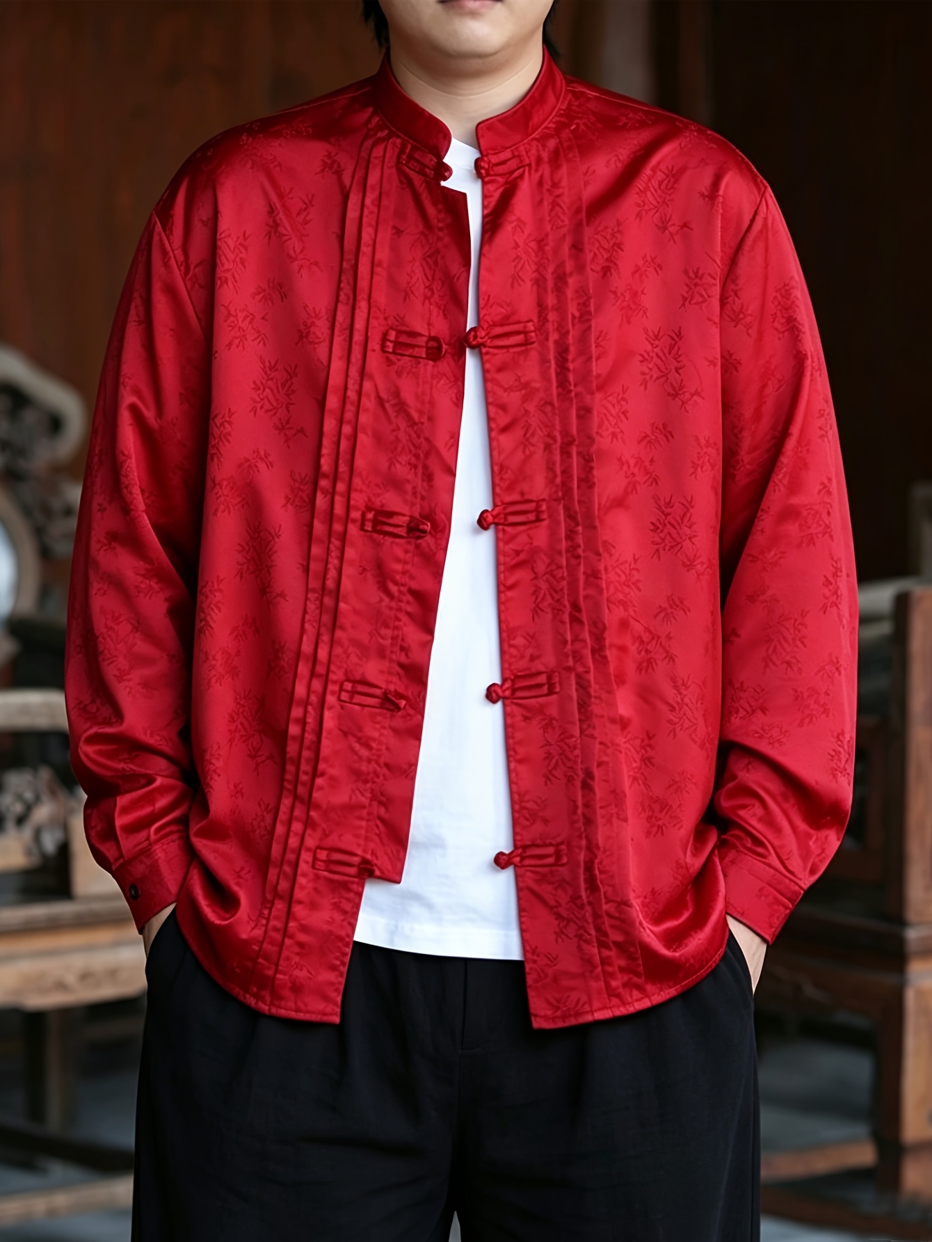   obm new chinese style casual vintage tang suit chinese style solid color mens long sleeve loose stand collar   shirt thin cardigan outerwear mens traditional tang suit top chinese size please check the size guide  