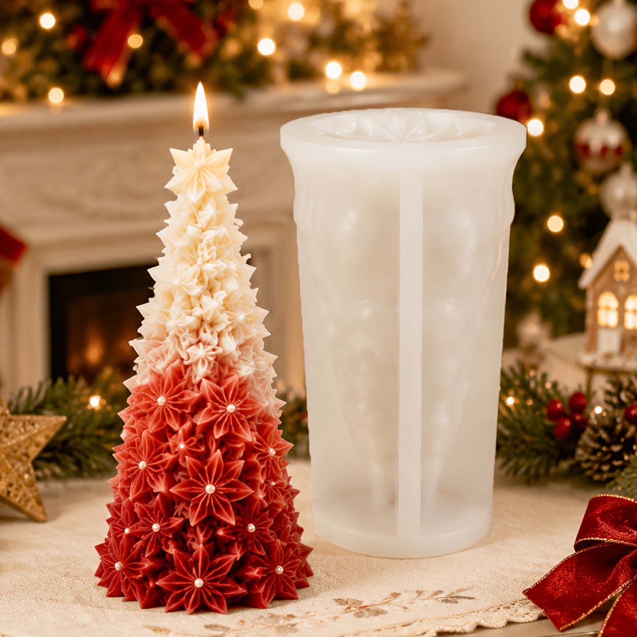 TEMU Resin Silicone Mold, Christmas Tree Candle Silicone Mold, -pointed Star , Pouring Mold Suitable For Scented Candles, Handmade Soaps, Epoxy Resin