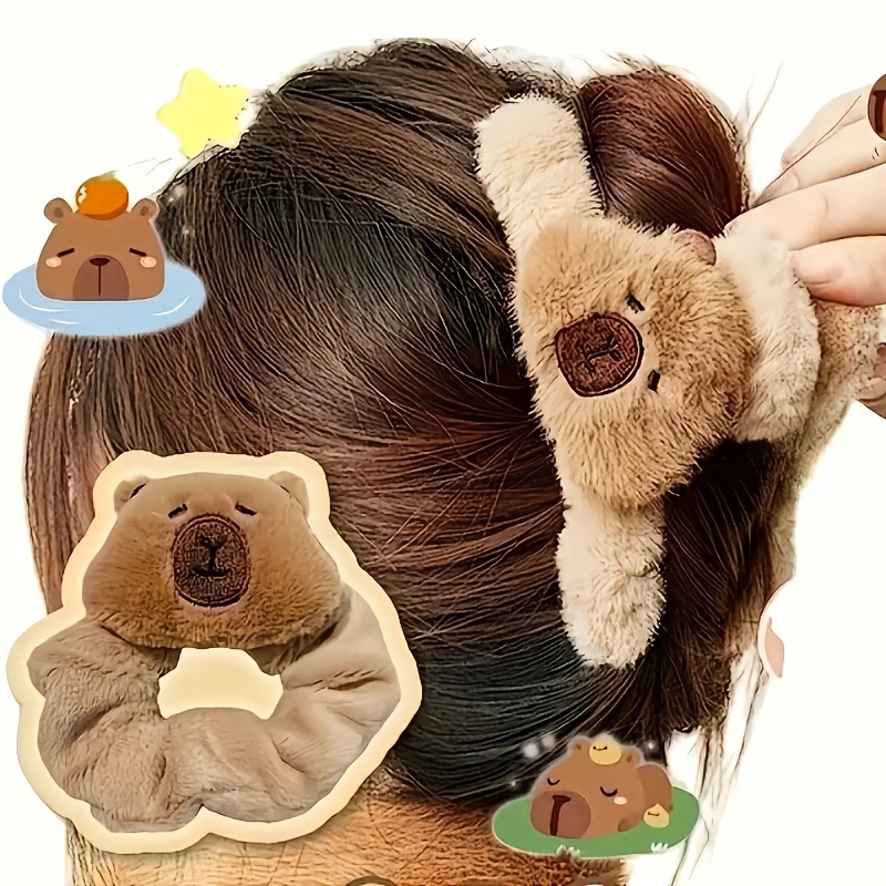 

Capybara Plush Hair Clip Set - Large, Cartoon-inspired, Mixed Colors - Perfect Christmas Gift For Her