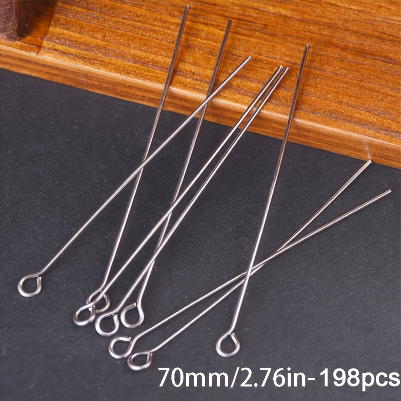 E-shop Ca. 198 Stück 20-70mm silberfarbene Edelstahl 9-förmige Pins, geeignet für handgefertigte Halsketten, Armbänder, Haarverzierungen, Ohrringe,